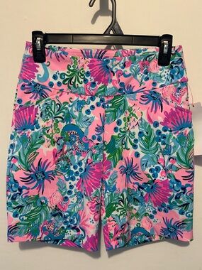 NEW Lilly Pulitzer Luxletic Reid Mandevilla Baby Paradise‎ Petals Shorts- Size 0